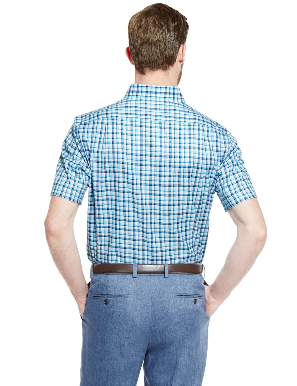 Pure Cotton Short Sleeve Overchecked Shirt 3 of 3