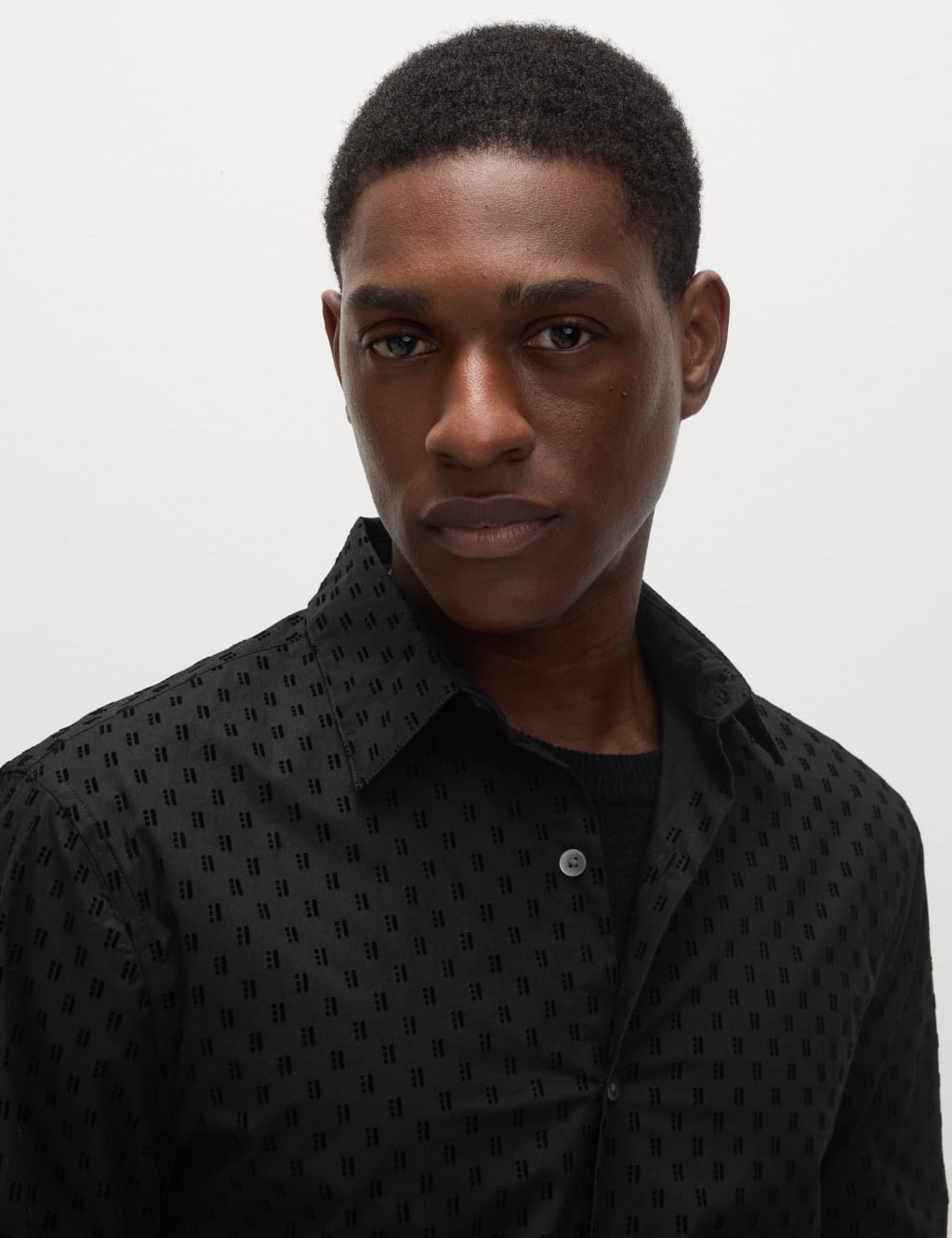 Pure Cotton Flock Textured Shirt M S Collection M S