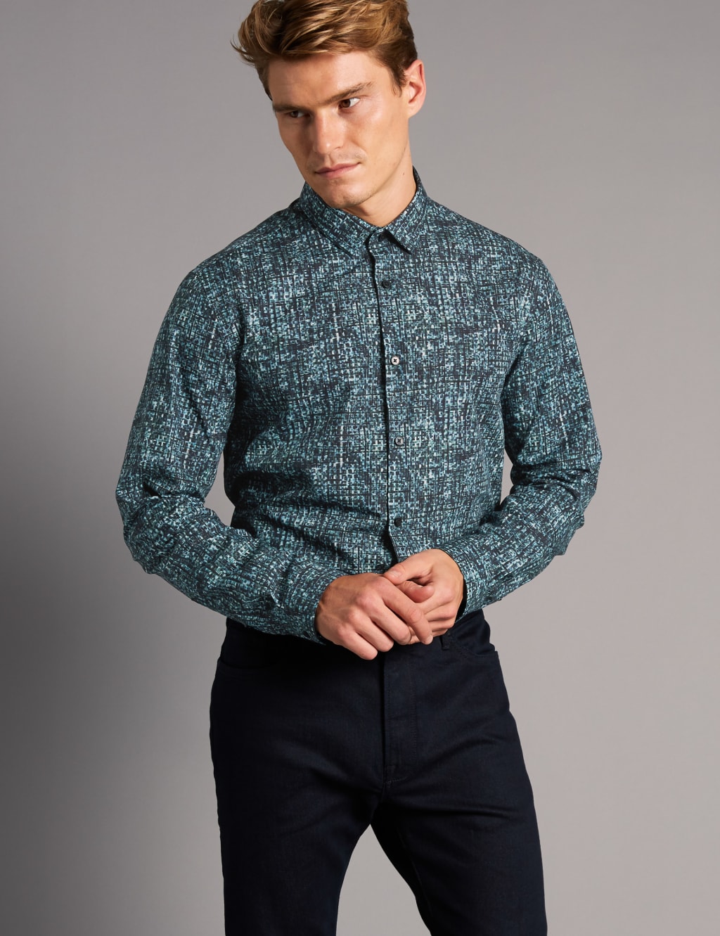 Italian Fabric Slim Fit Printed Shirt 1 of 5