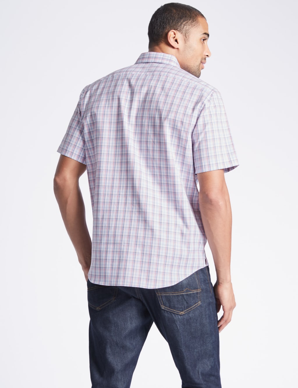 Pure Cotton Checked Shirt with Pocket 4 of 5