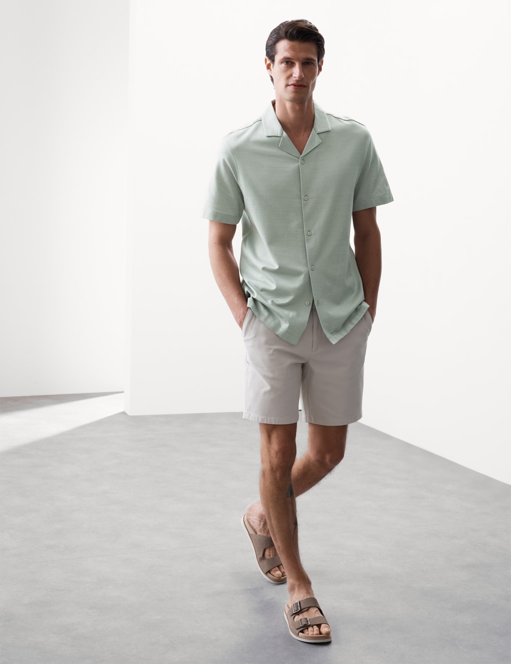 Pure Cotton Textured Cuban Collar Shirt 4 of 7