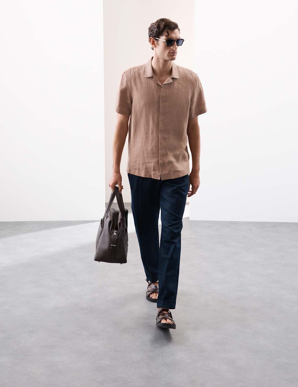 Pure Linen Herringbone Cuban Collar Shirt 3 of 5