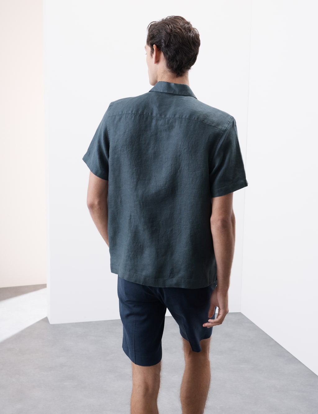 Pure Linen Herringbone Cuban Collar Shirt 5 of 6