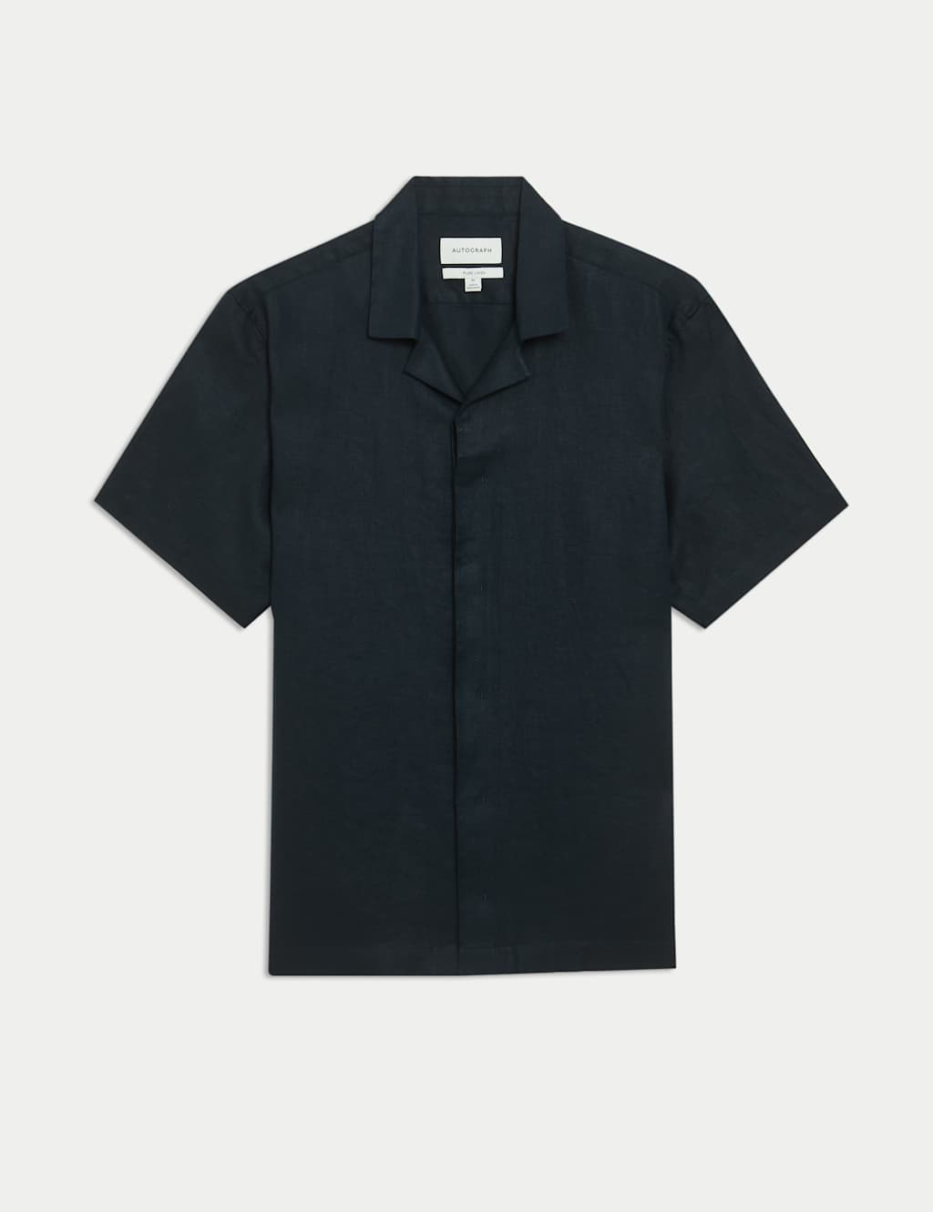 Pure Linen Herringbone Cuban Collar Shirt 2 of 8