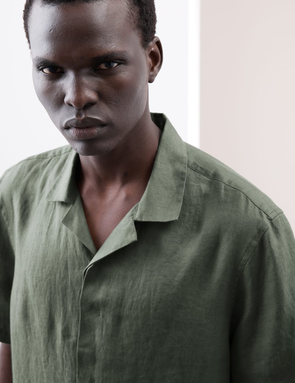 Pure Linen Herringbone Cuban Collar Shirt 3 of 5