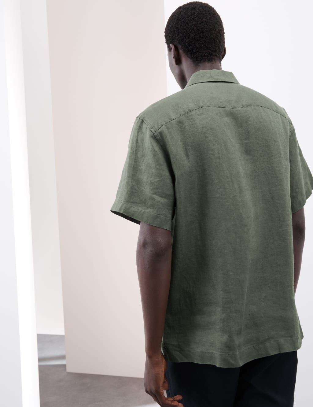 Pure Linen Herringbone Cuban Collar Shirt 4 of 5