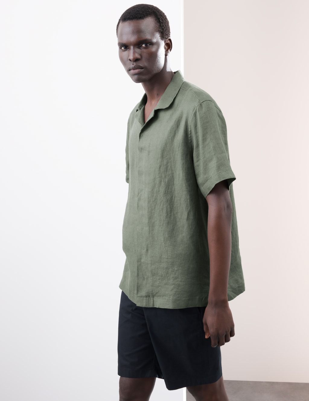 Pure Linen Herringbone Cuban Collar Shirt 5 of 5