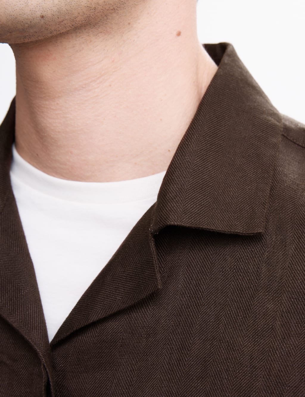 Pure Linen Herringbone Cuban Collar Shirt 3 of 6