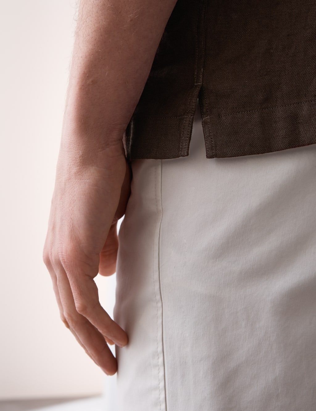Pure Linen Herringbone Cuban Collar Shirt 6 of 6