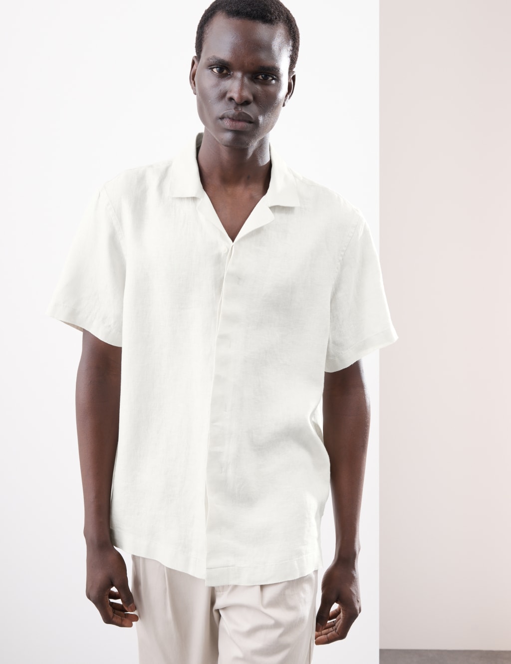 Pure Linen Herringbone Cuban Collar Shirt 5 of 6