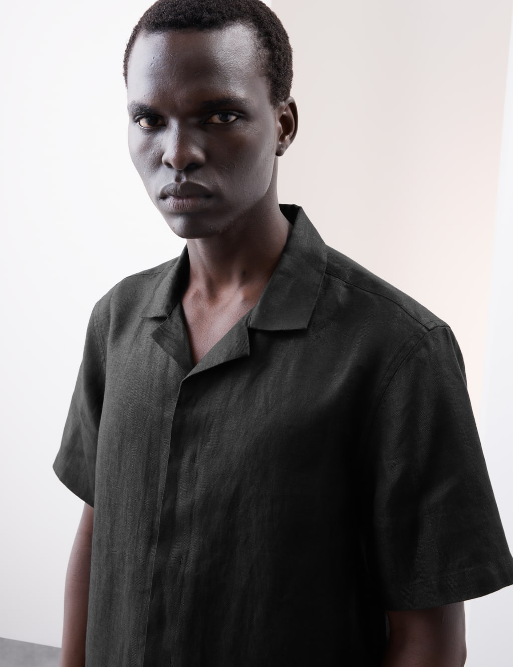 Pure Linen Herringbone Cuban Collar Shirt 6 of 6