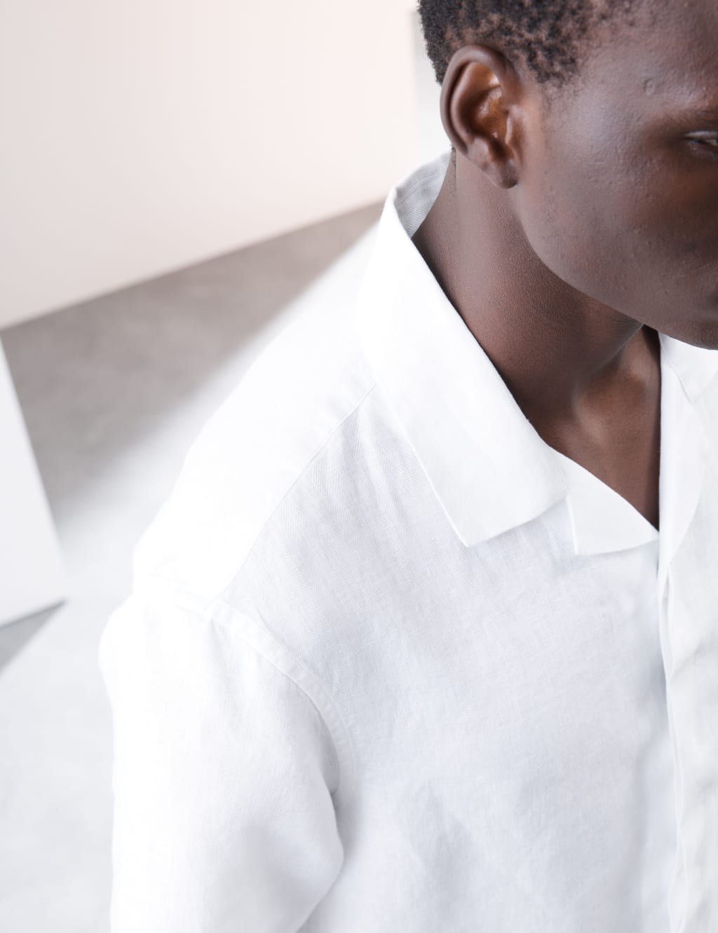 Pure Linen Herringbone Cuban Collar Shirt 3 of 5