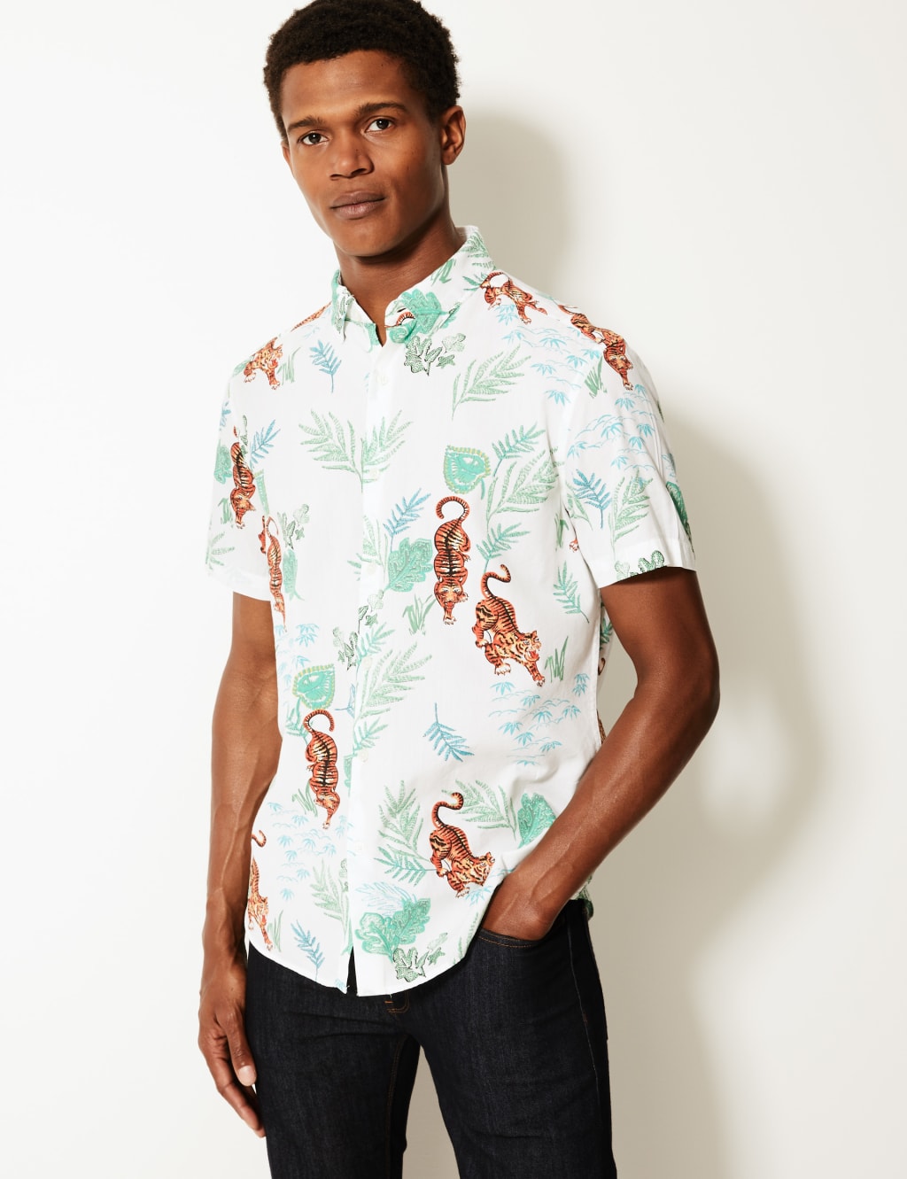 Cotton Rich Tiger Print Shirt Limited Edition M S