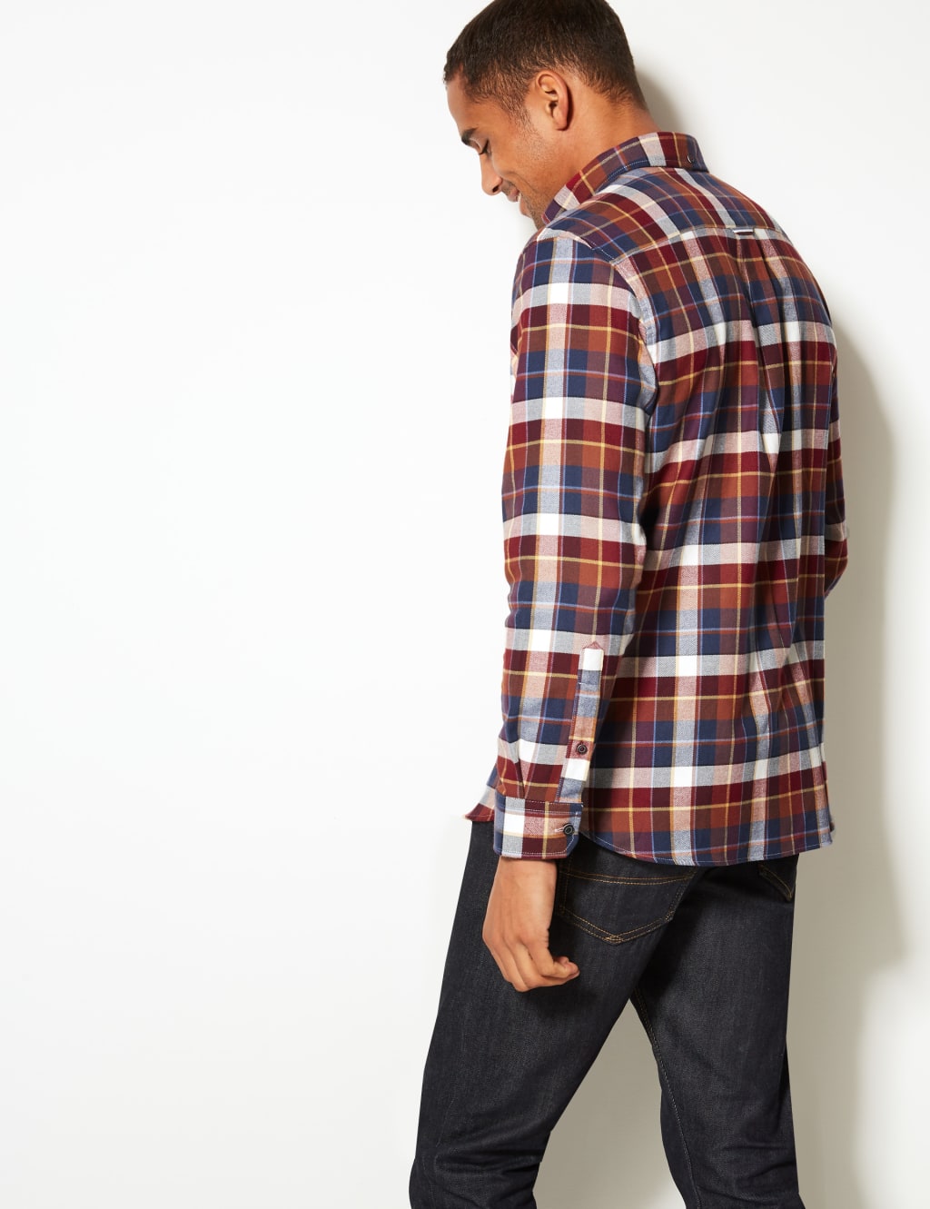 Pure Cotton Checked Shirt with Pocket 4 of 5