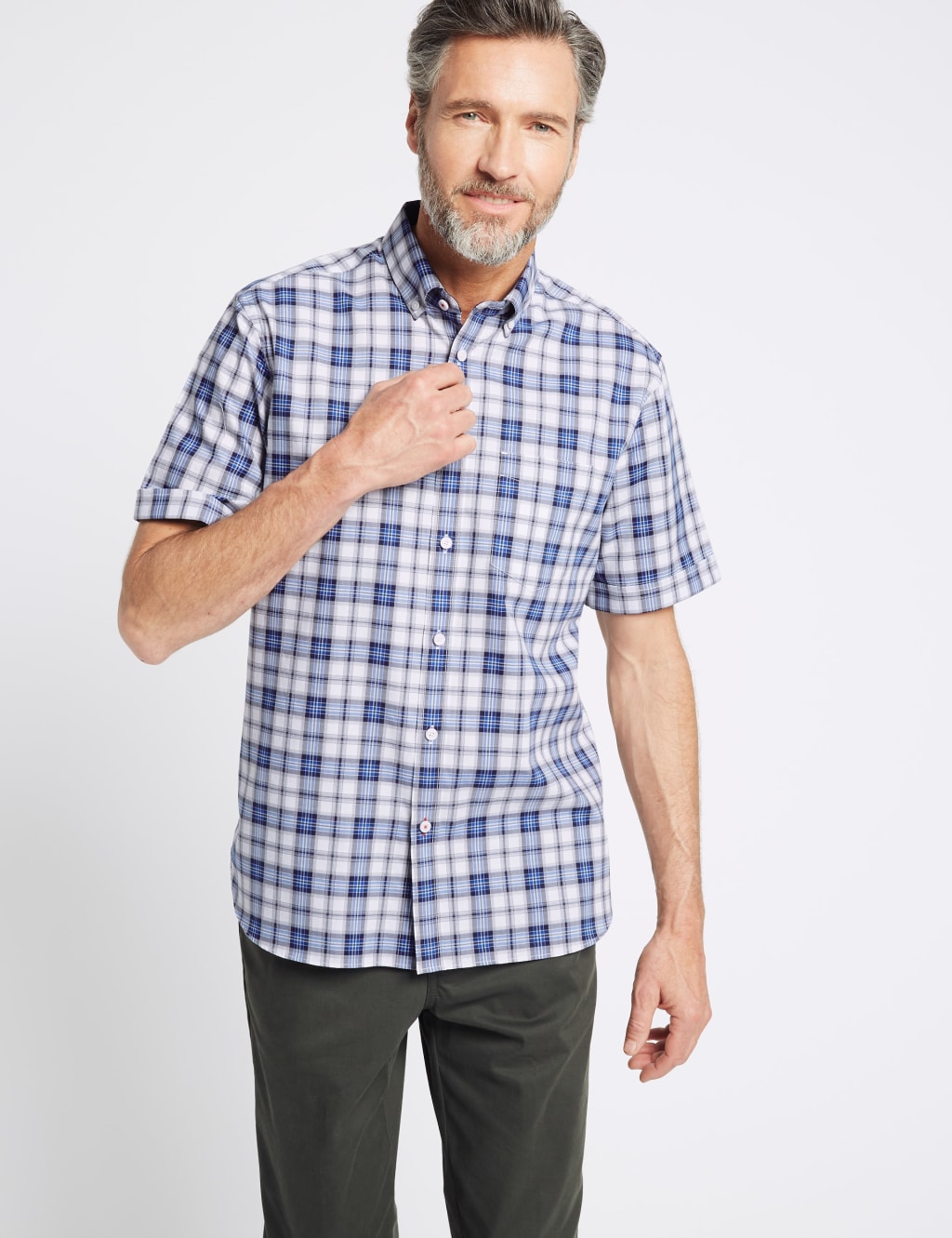 Pure Cotton Checked Shirt with Pocket 1 of 5