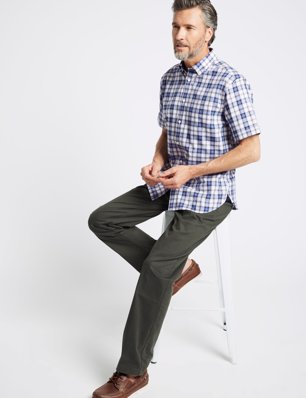 Pure Cotton Checked Shirt with Pocket 3 of 5