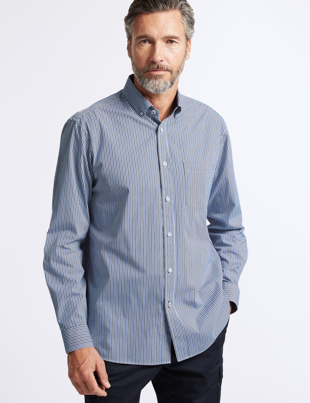 Pure Cotton Striped Shirt with Pocket 1 of 6