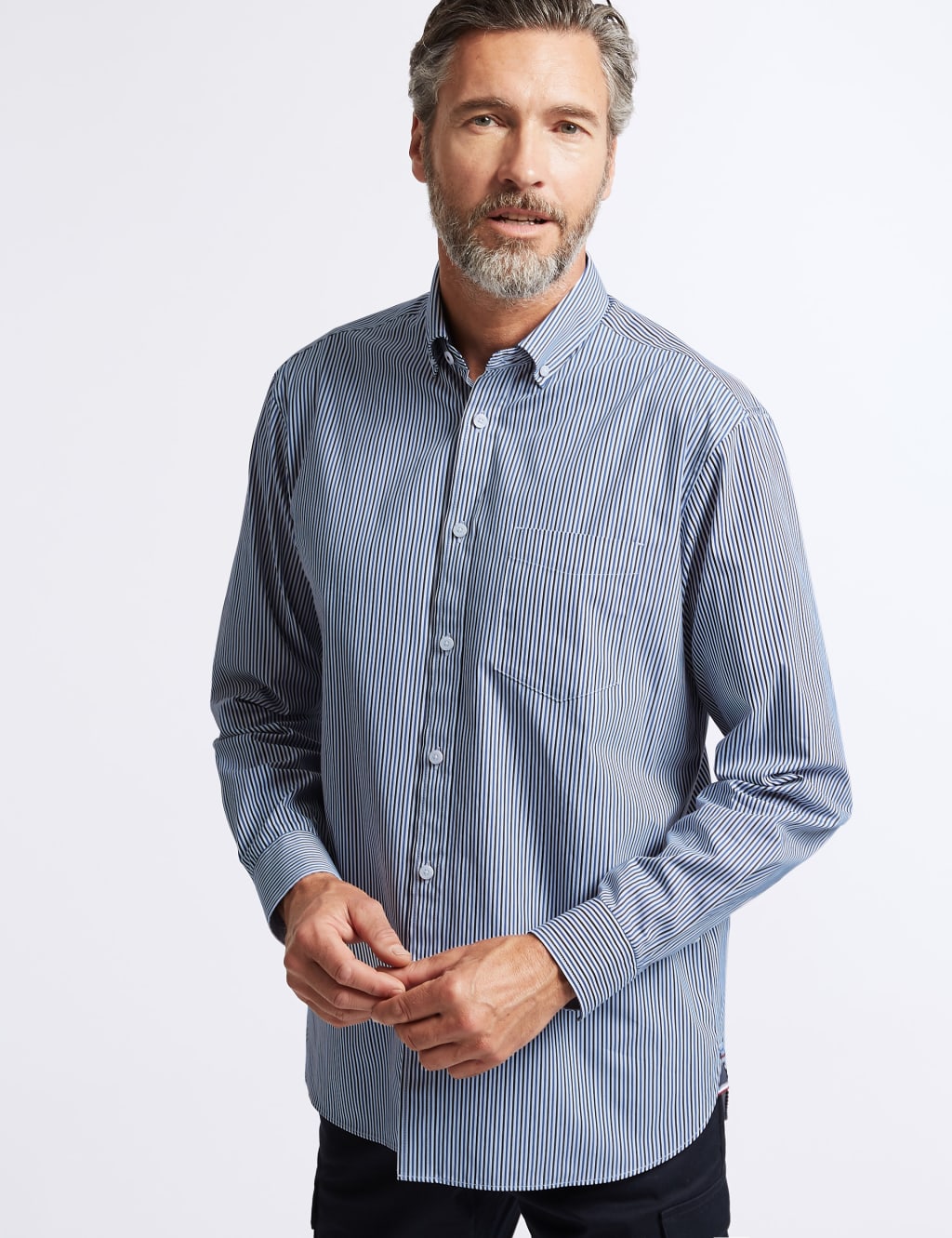 Pure Cotton Striped Shirt with Pocket 3 of 6