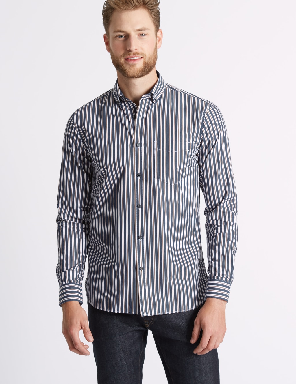 Pure Cotton Slim Fit Striped Shirt 1 of 5