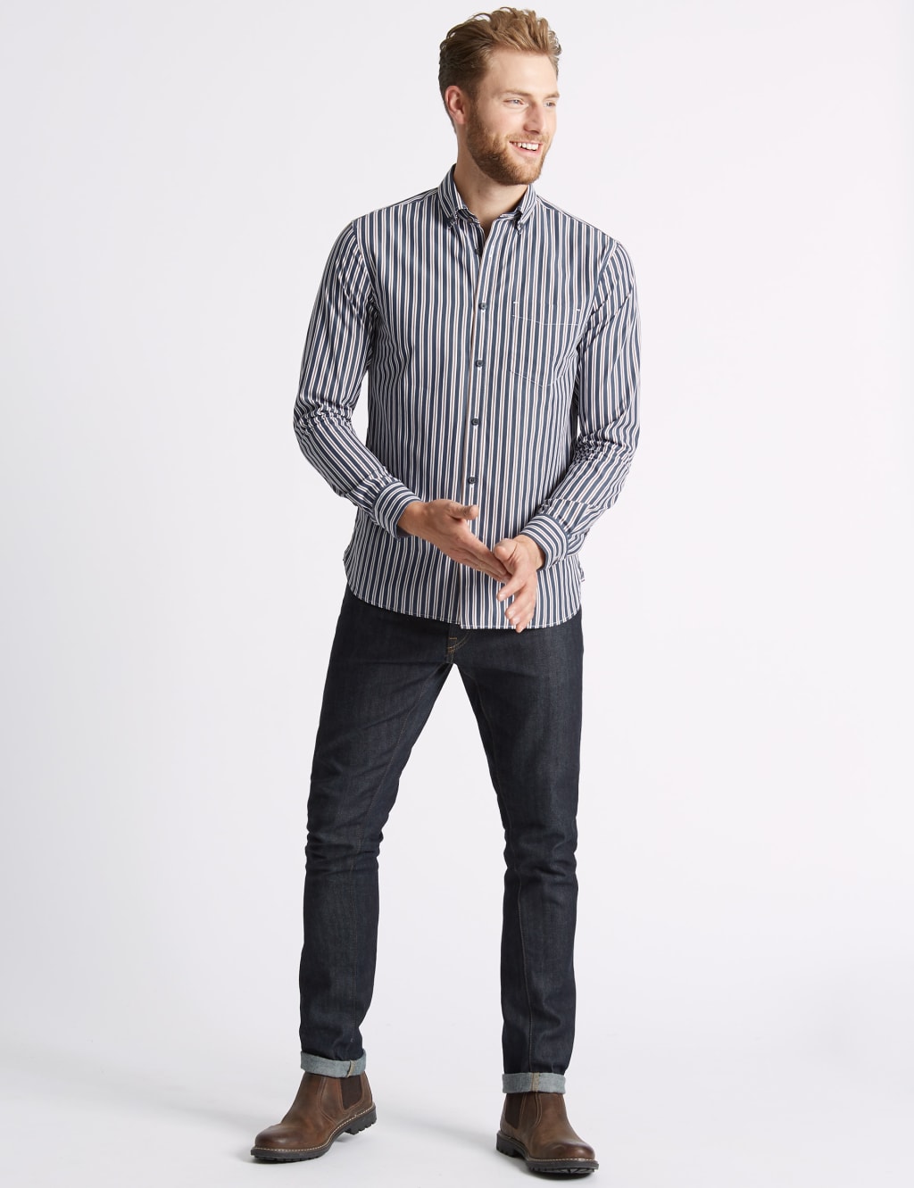 Pure Cotton Slim Fit Striped Shirt 3 of 5