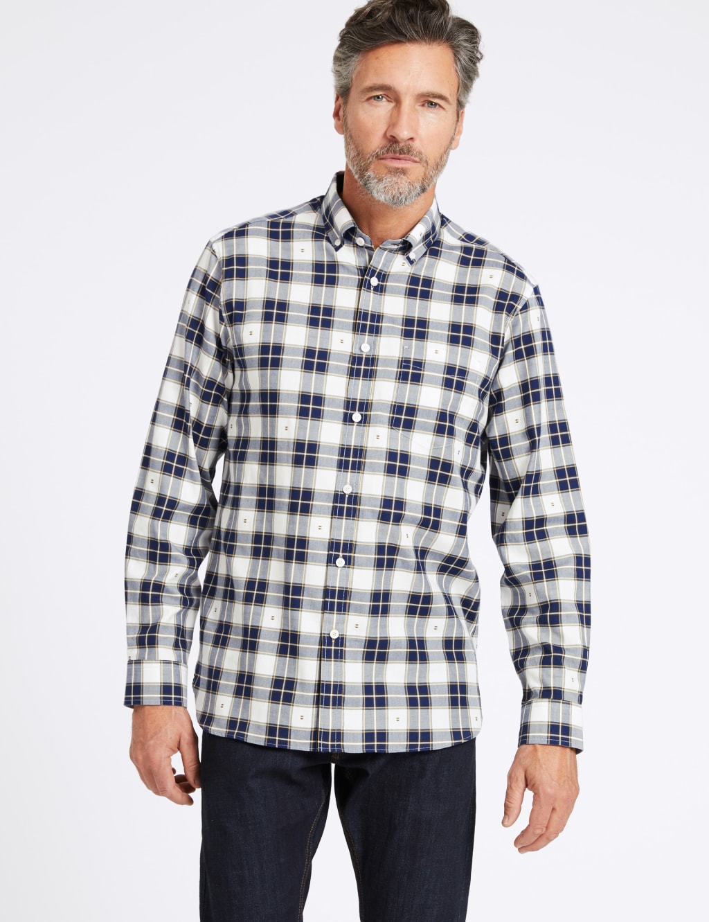 Pure Cotton Checked Shirt with Pocket 1 of 5