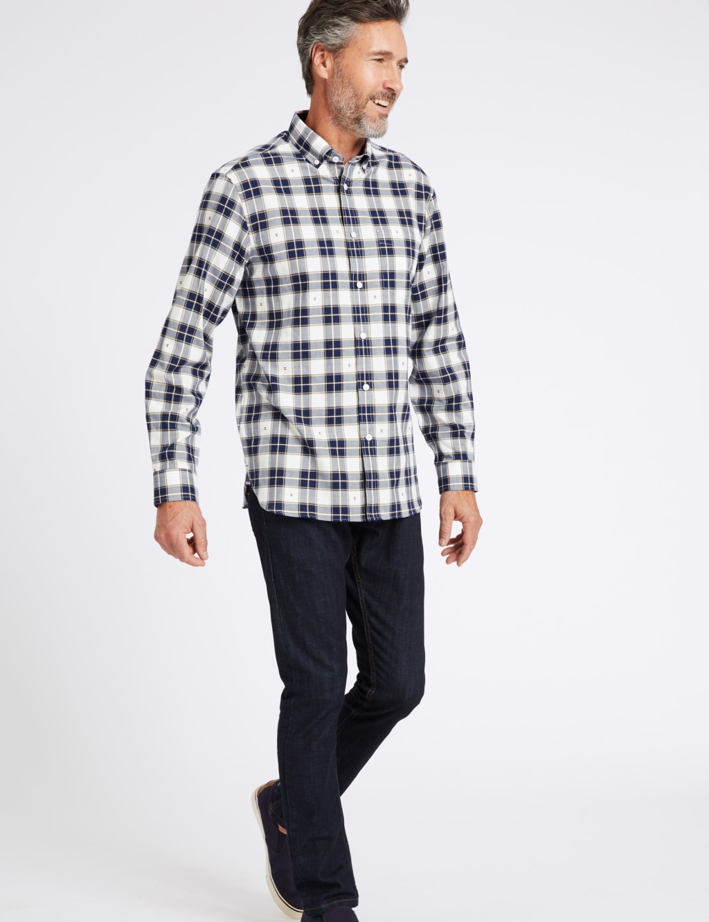 Pure Cotton Checked Shirt with Pocket 3 of 5
