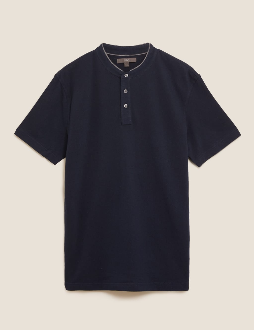 Pure Cotton Grandad Collar Polo Shirt M S Collection M S