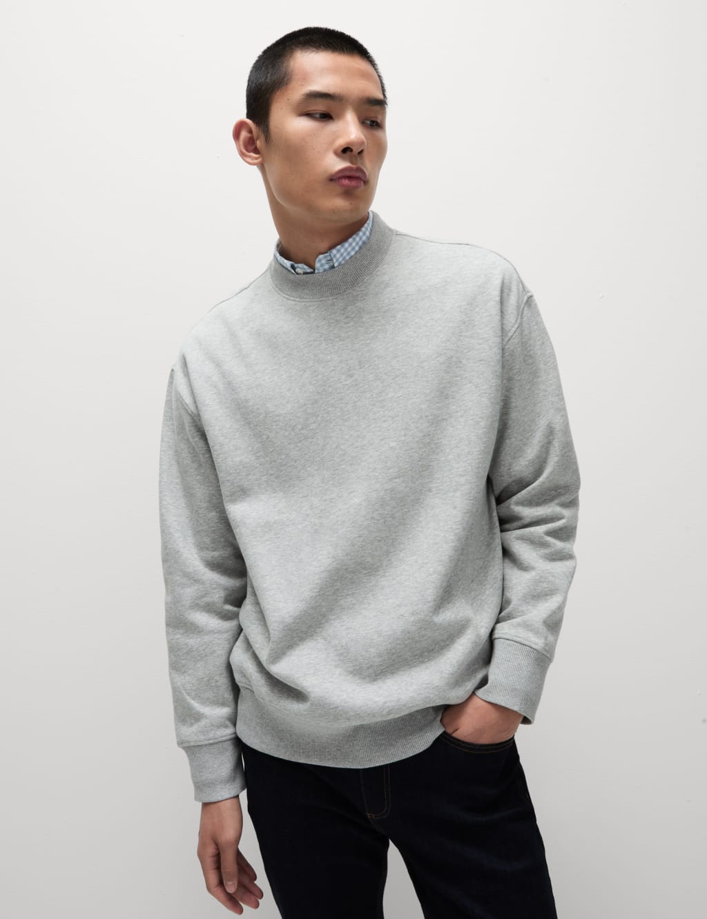 Oversized Cotton Rich Crew Neck Sweatshirt 5 of 5