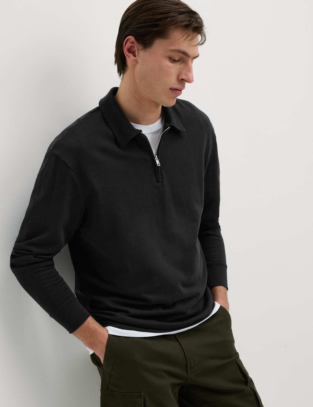 Cotton Rich Half Zip Polo Shirt 3 of 7