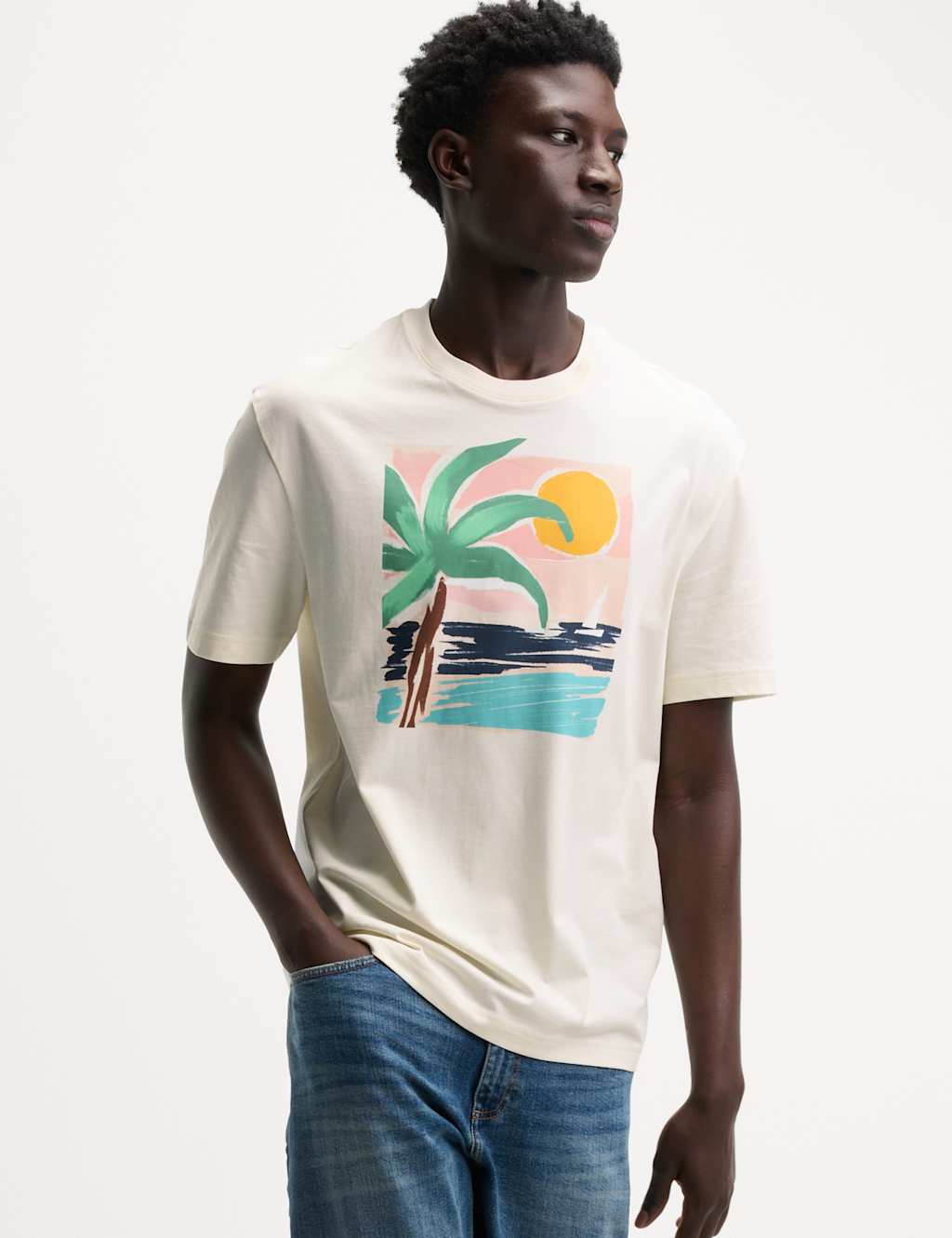 Pure Cotton Large Palm Graphic T-Shirt 5 of 5