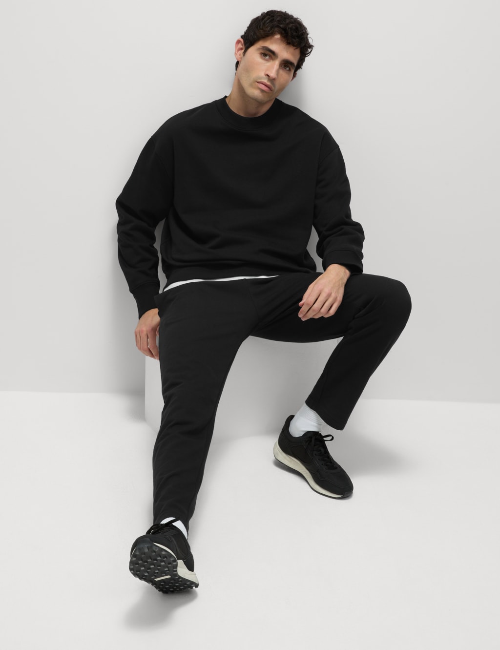 Drawstring Cotton Rich Straight Leg Joggers M S Collection M S