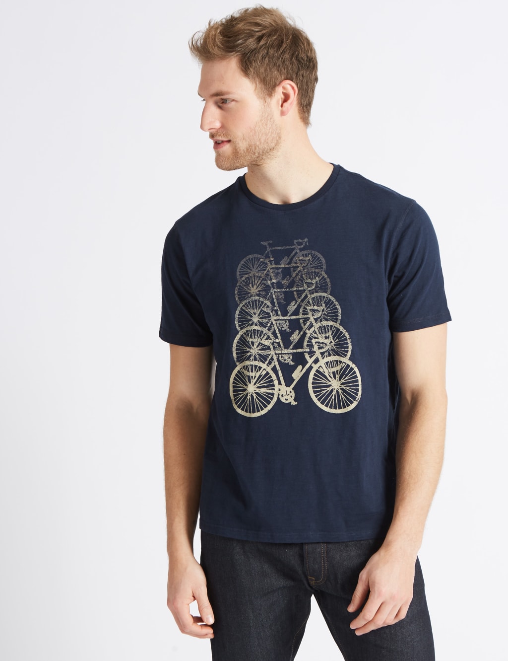 Pure Cotton Bike Design Crew Neck T-Shirt 1 of 4