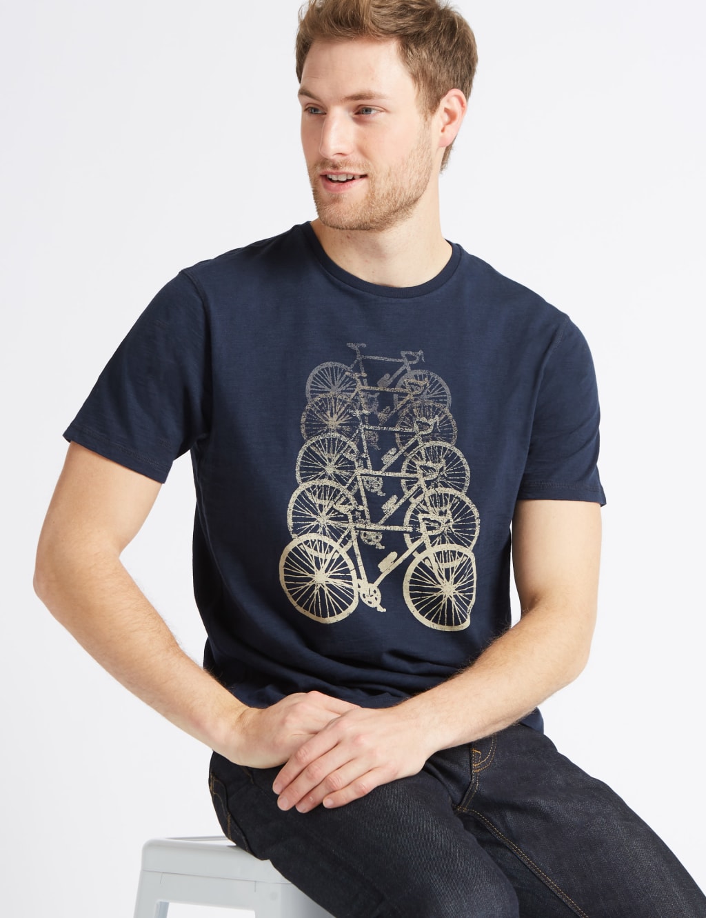Pure Cotton Bike Design Crew Neck T-Shirt 3 of 4
