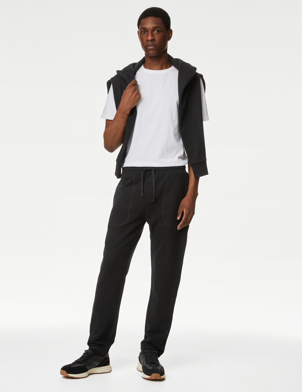 Drawstring Pure Cotton Straight Leg Joggers M S Collection M S