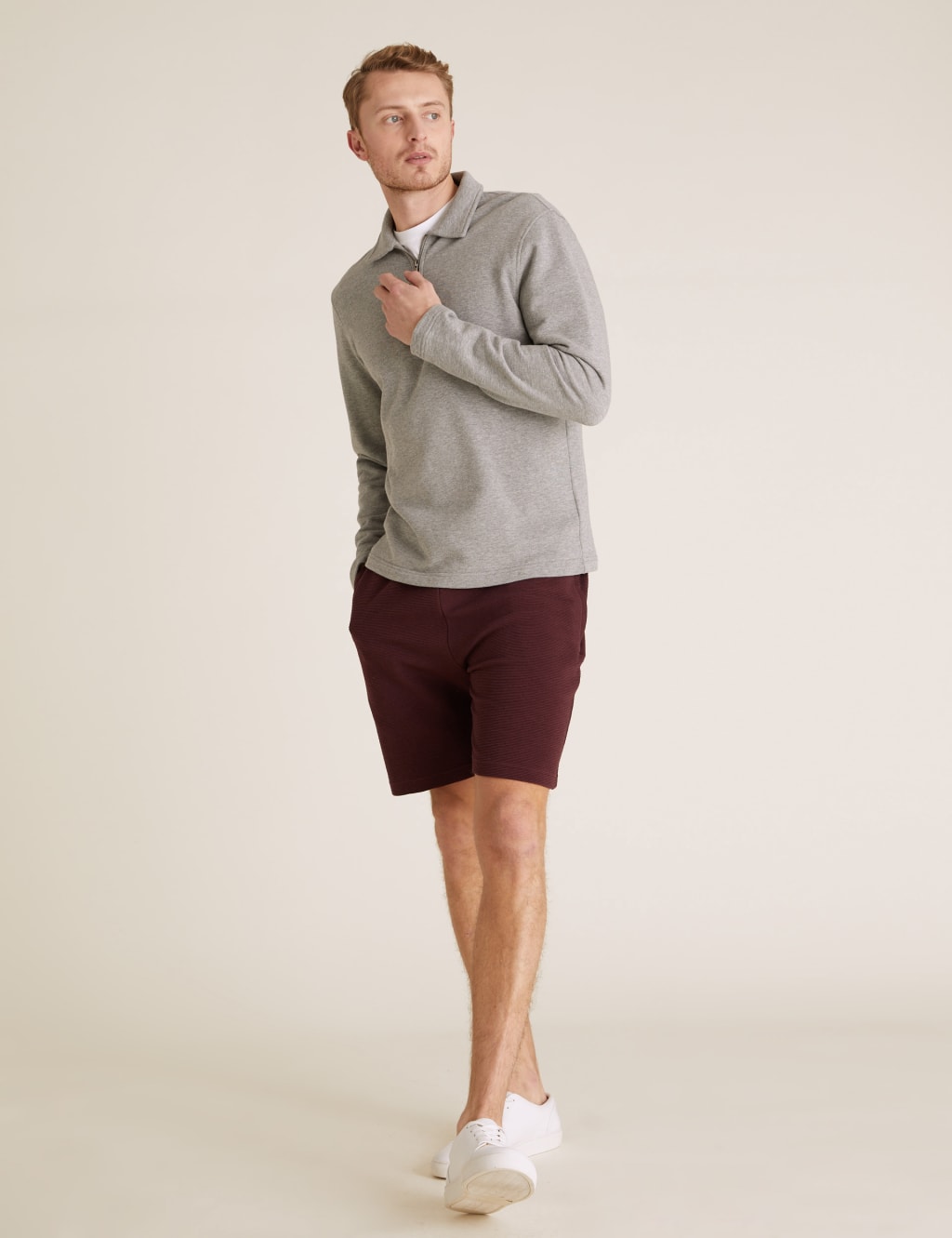 Pure Cotton Textured Zip Pocket Shorts Limited Edition M S