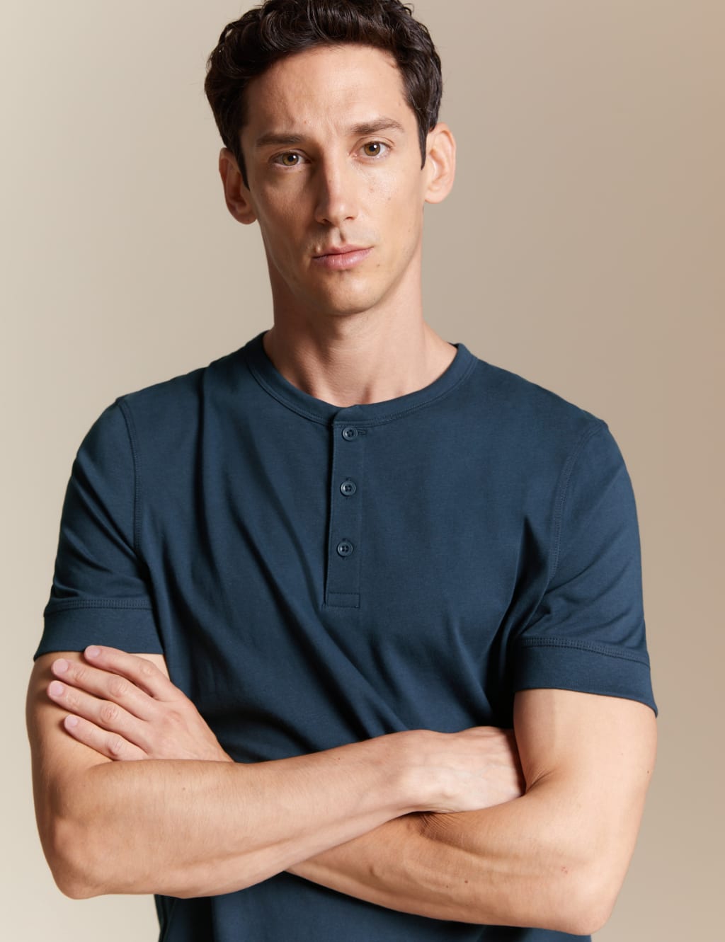 Pure Cotton Henley T-Shirt 1 of 7