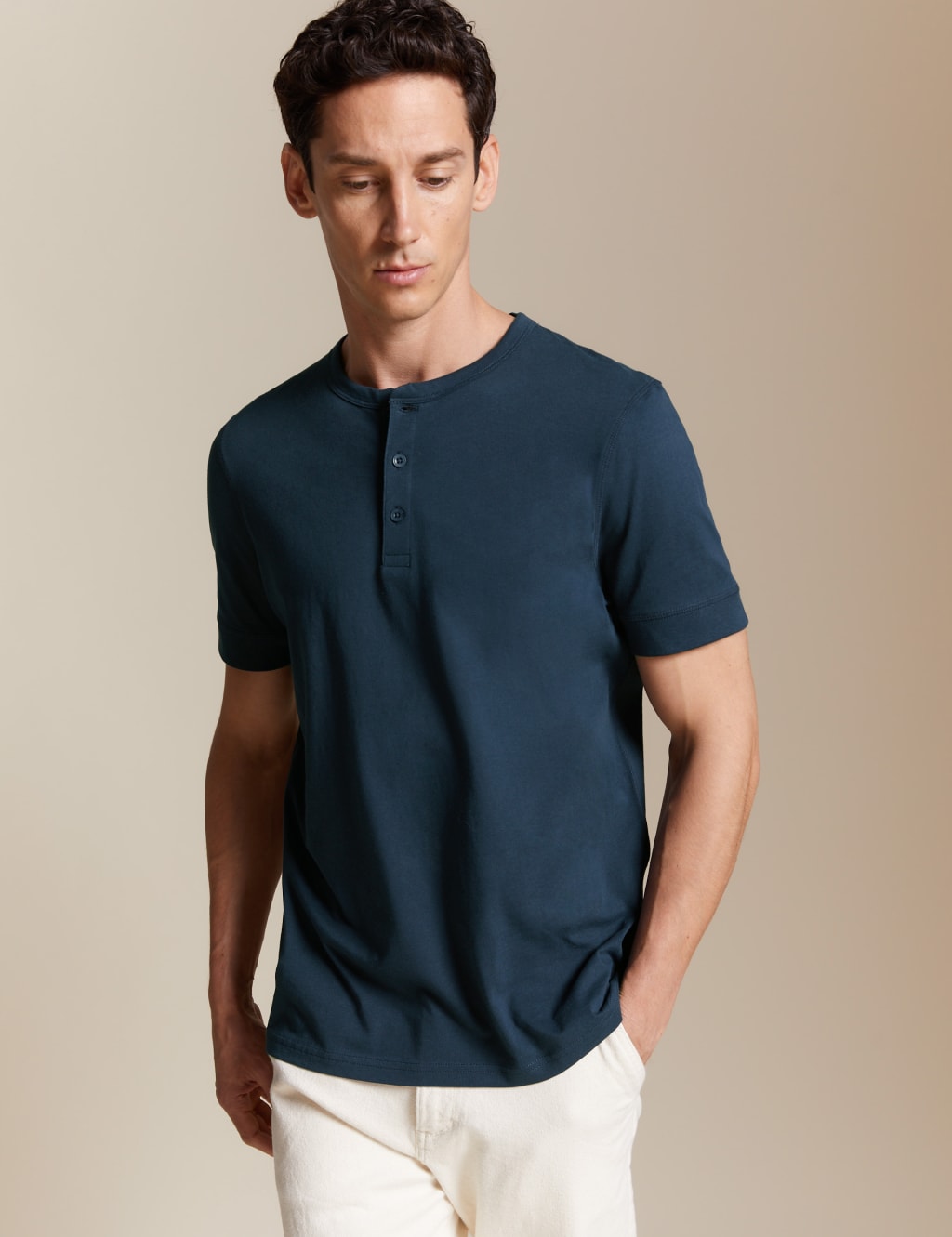 Pure Cotton Henley T-Shirt 3 of 7