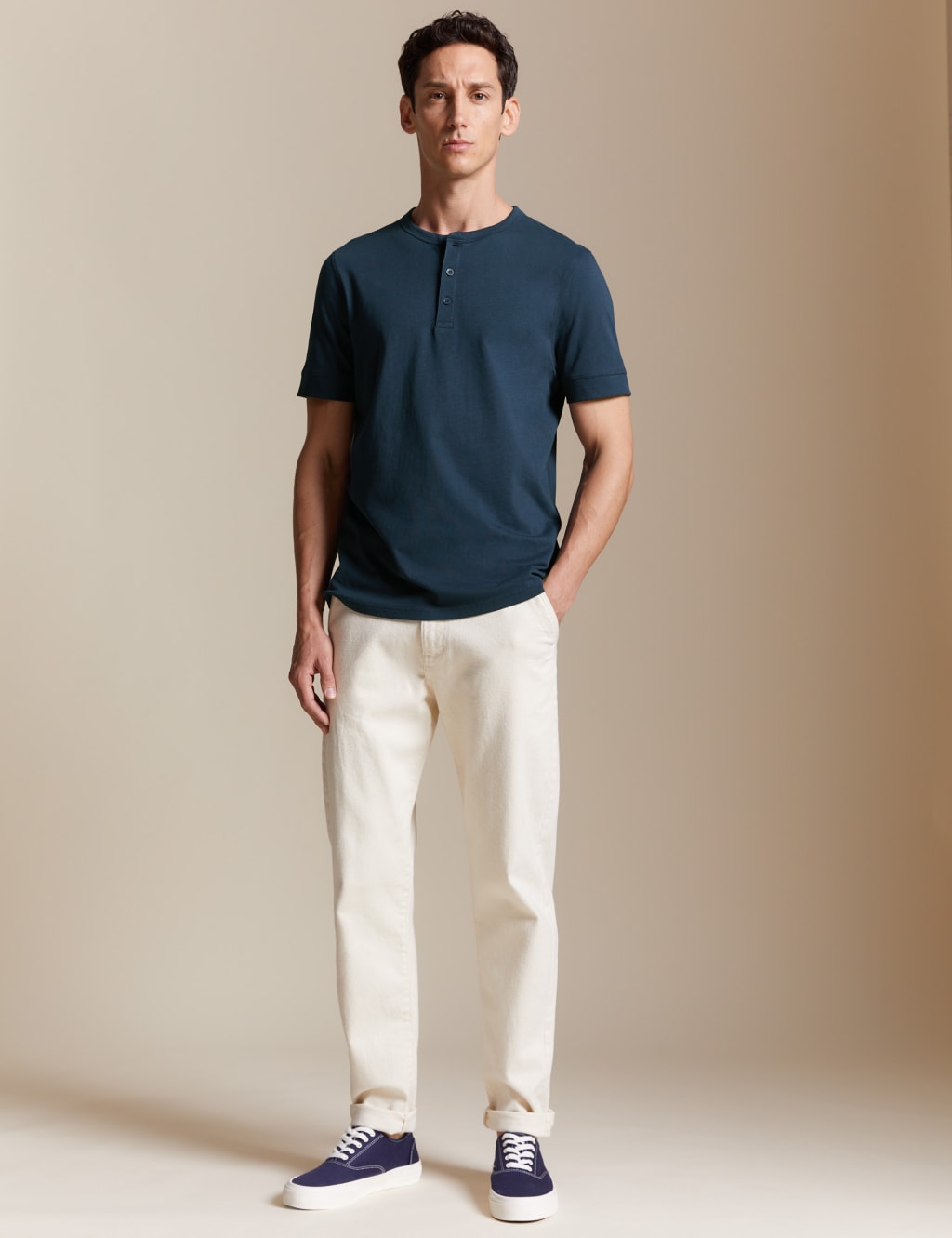 Pure Cotton Henley T-Shirt 4 of 7