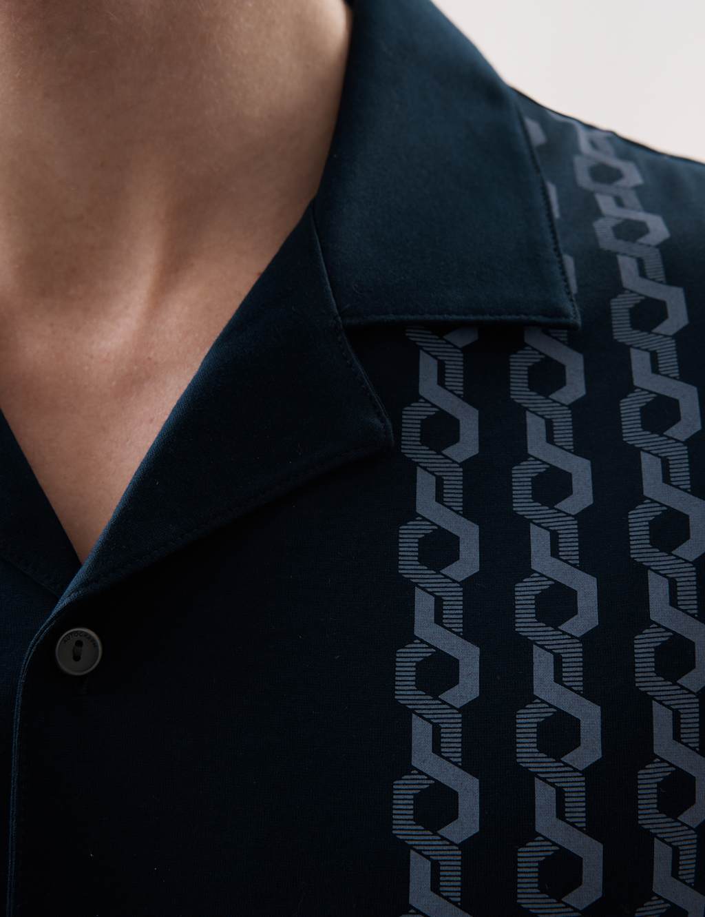 Pure Cotton Chain Print Revere Polo Shirt 5 of 5