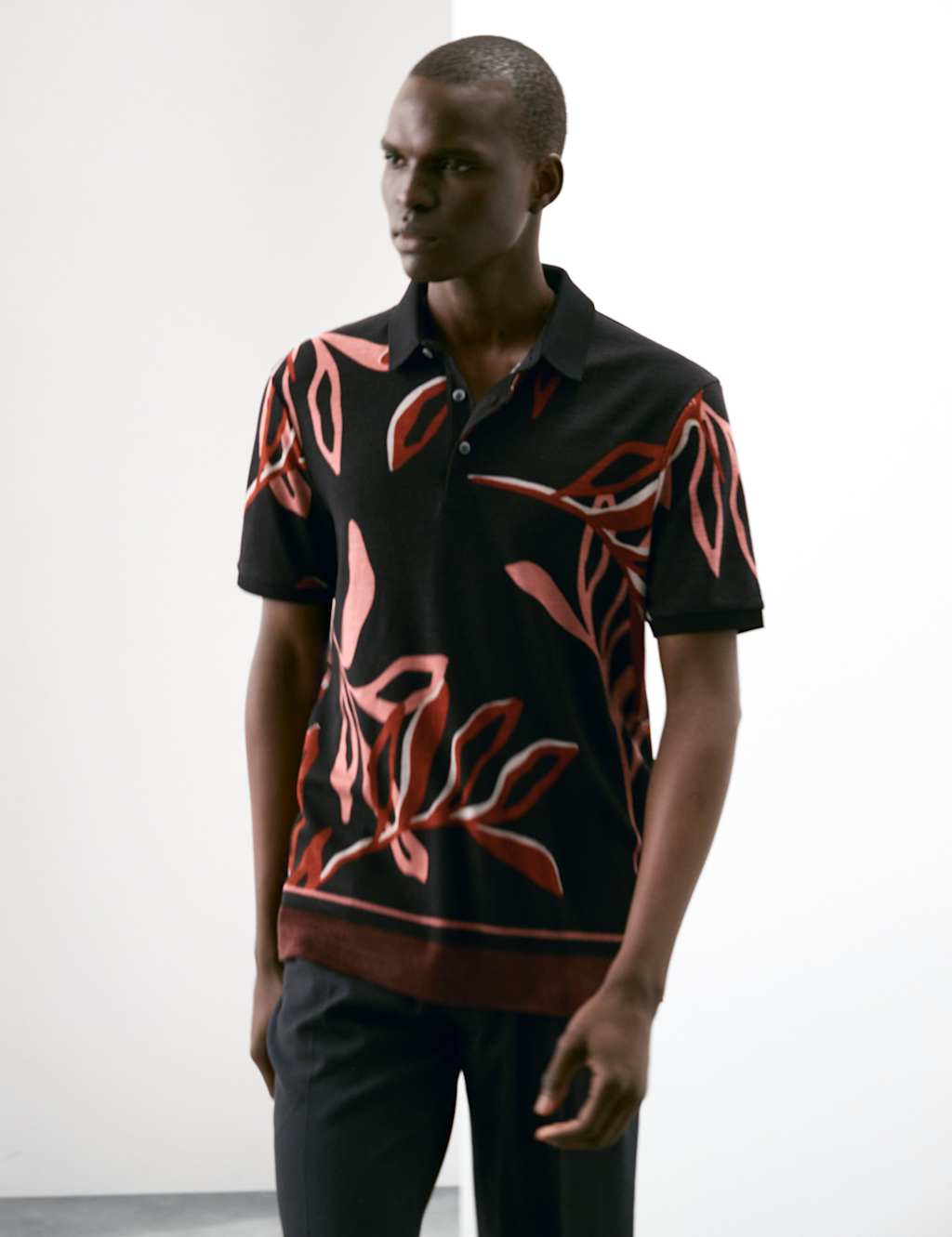Linen Blend Floral Print Polo Shirt 7 of 7
