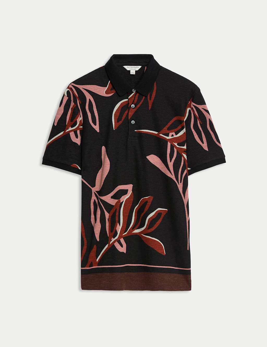 Linen Blend Floral Print Polo Shirt 2 of 7