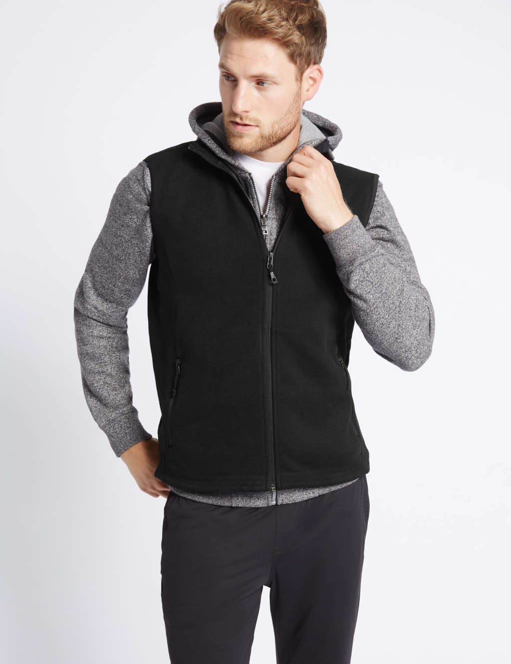 Crew Neck Fleece Gilet M S Collection M S