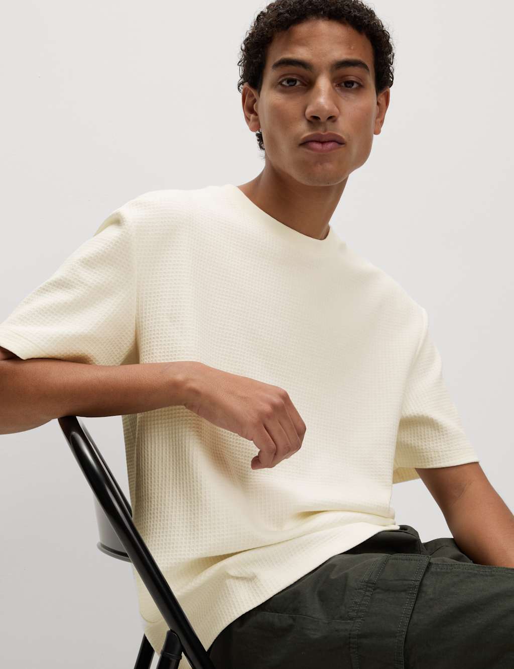 Relaxed Pure Cotton Waffle T-Shirt 1 of 6