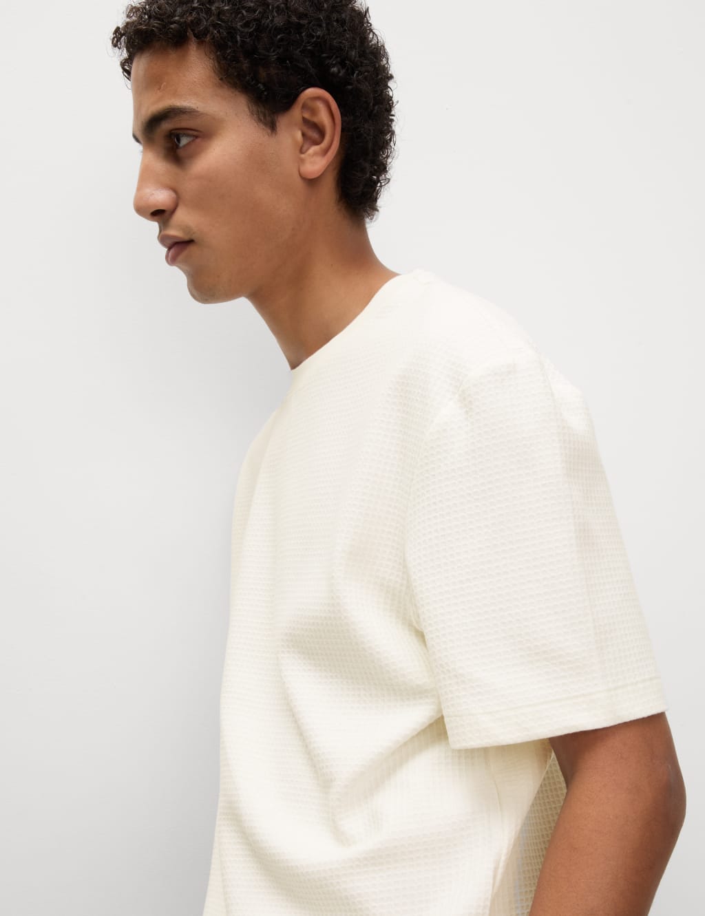 Relaxed Pure Cotton Waffle T-Shirt 4 of 6