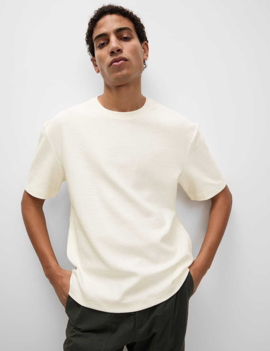 Relaxed Pure Cotton Waffle T-Shirt 5 of 6