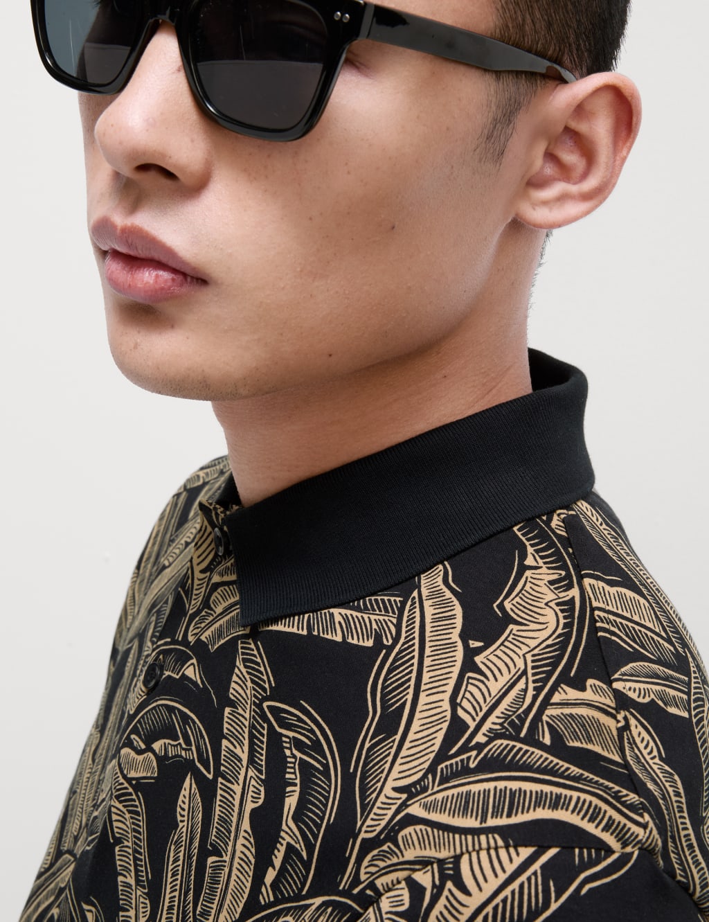 Pure Cotton Banana Leaf Print Polo Shirt 3 of 5