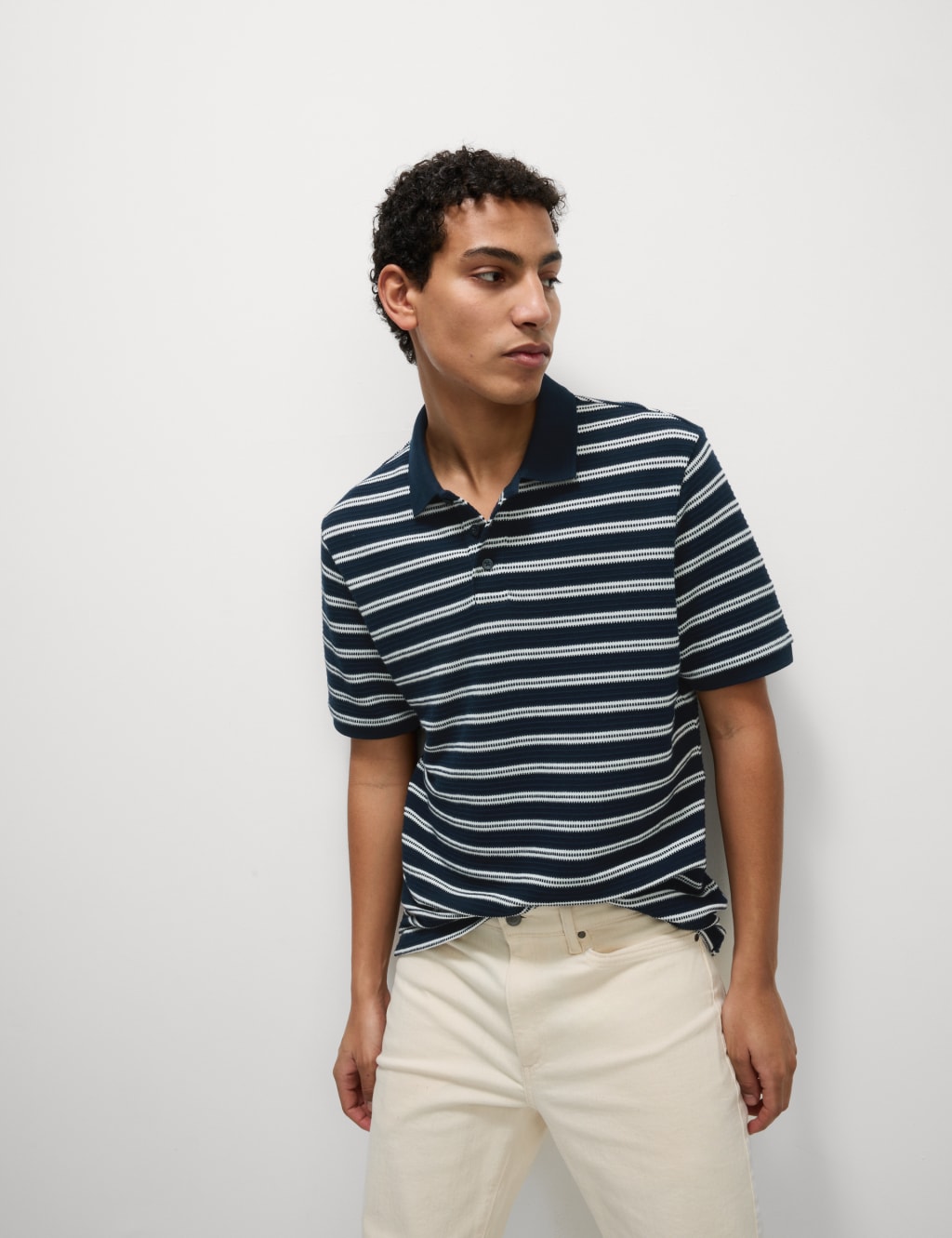 Cotton Rich Striped Polo Shirt 3 of 6