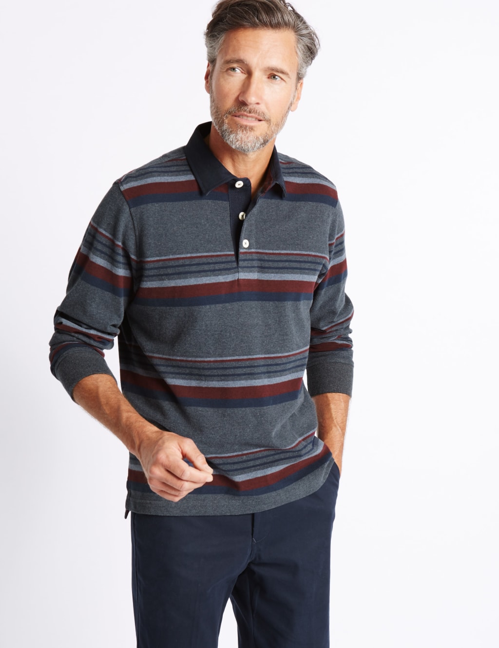 Pure Cotton Striped Rugby Top 1 of 3