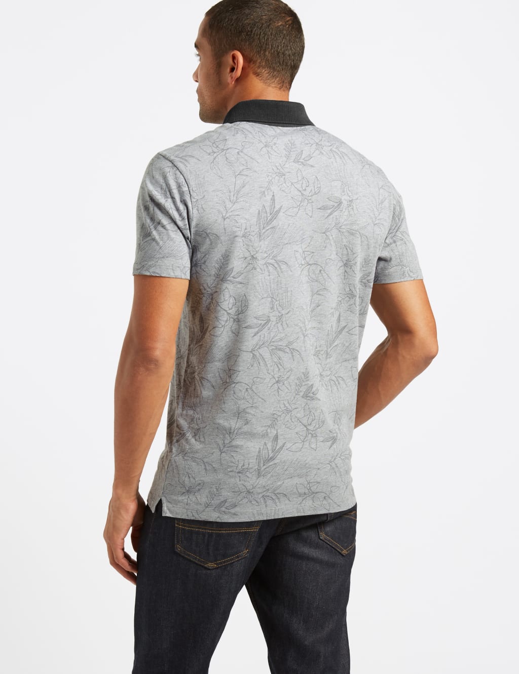 Slim Fit Pure Cotton Floral Print Polo Shirt 4 of 5