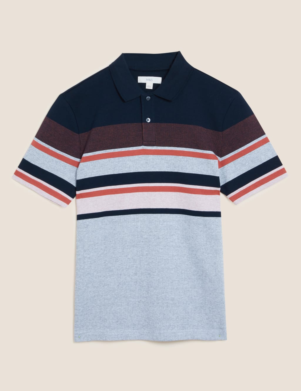 Pure Cotton Double Knit Striped Polo Shirt 2 of 4